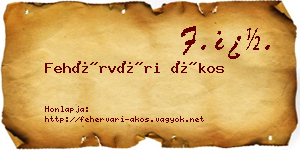Fehérvári Ákos névjegykártya
